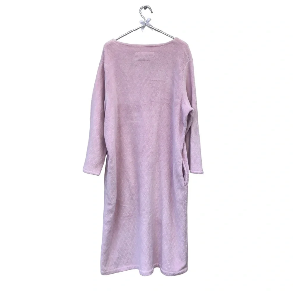 Oscar De La Renta Pink Fleece Night Robe size Large - Picture 5 of 10